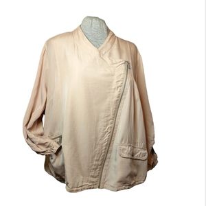 Cute Dex sz2X pale pink light coat / shacket / top w/ angled zipper EUC